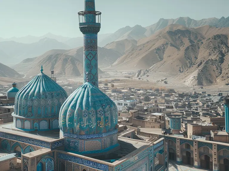 Blue Mosque in Mazar-i-Sharif under a bright, clear sky