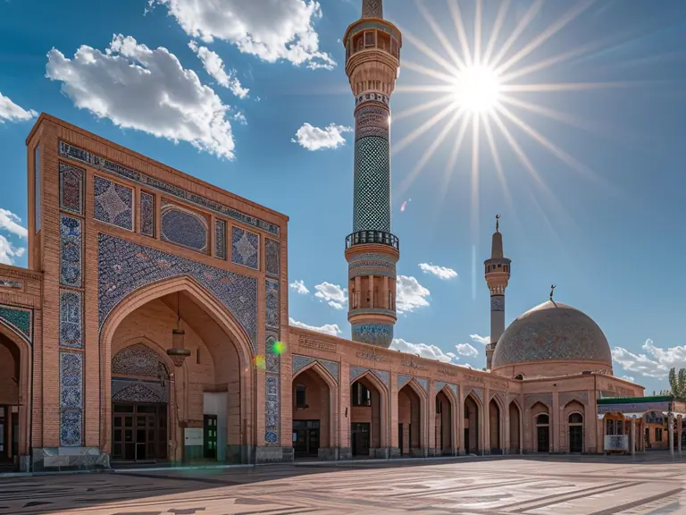 Id Kah Mosque in Kashgar with a bright, sunny sky