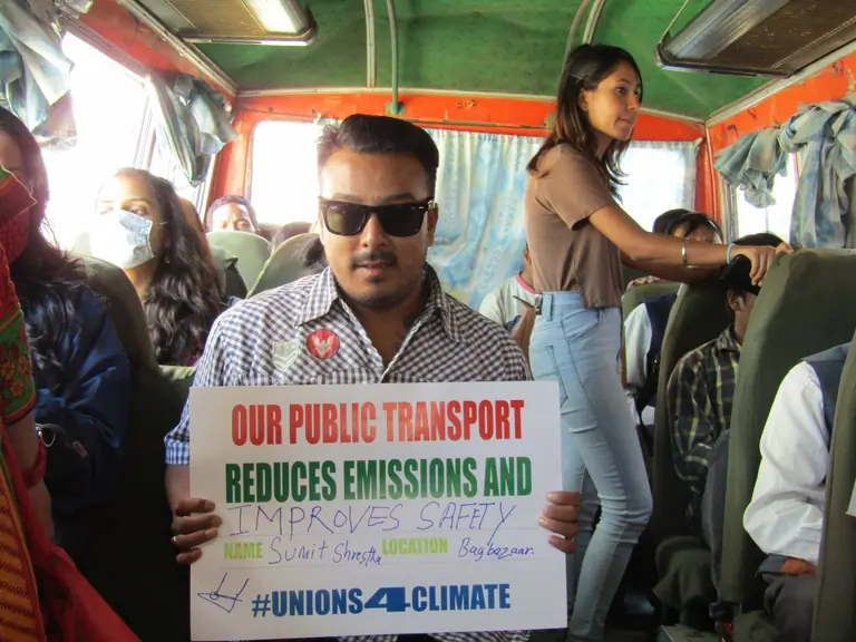 Local passenger at mini-bus in bagbazzar bus-depot
