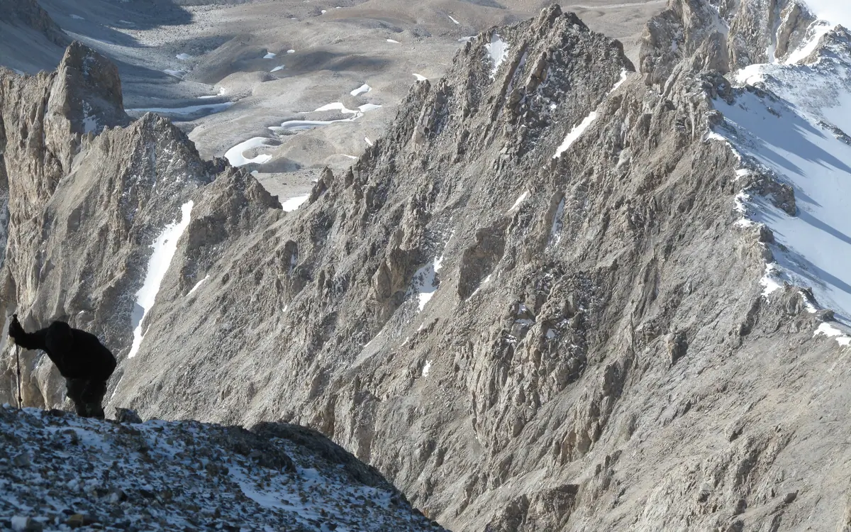 Ascencion of peak skobelev, a five thousand meters high in the region of Chong Alay.
