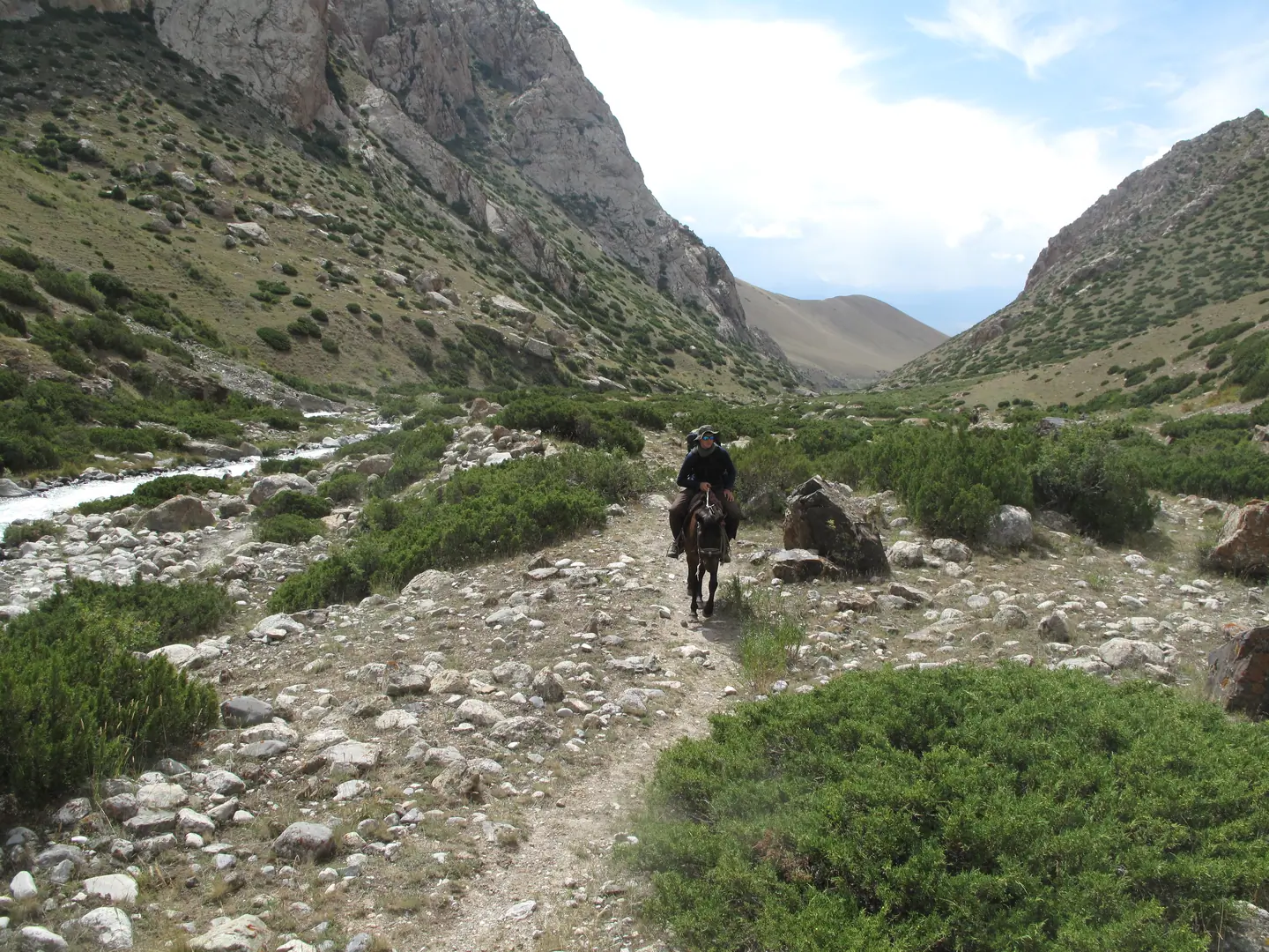 Second day of horse before the ascencion of peak skobelev, a five thousand meters high in the region of Chong Alay.