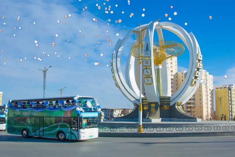 Bus station in Turkmenistan