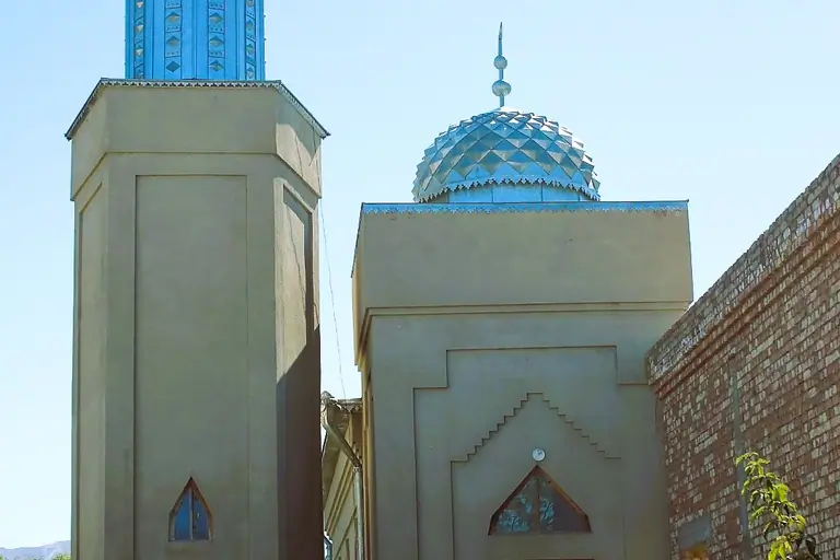Central mosque of Kyzyl Suu village (Jeti Oguz district region, Issyk Kul, Kyrgyzstan)
