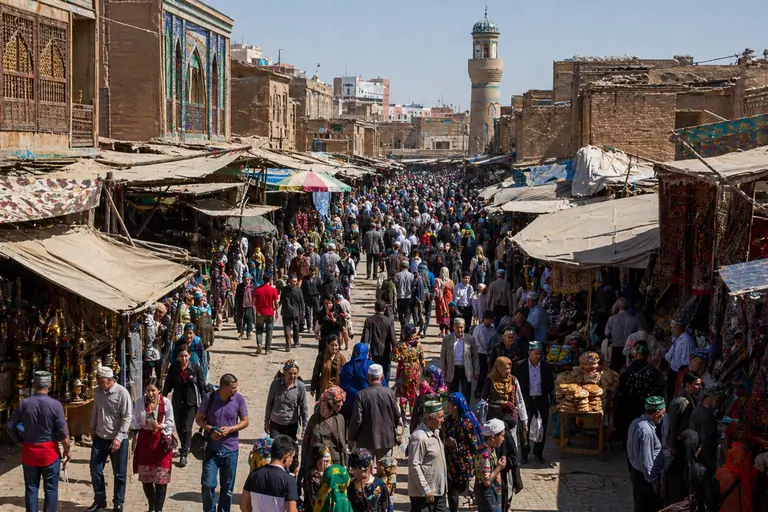 View of Kashgar's ancient bazaar
