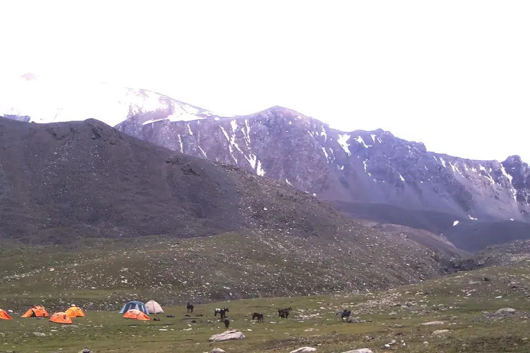 At the foot of Sary Mogol pass