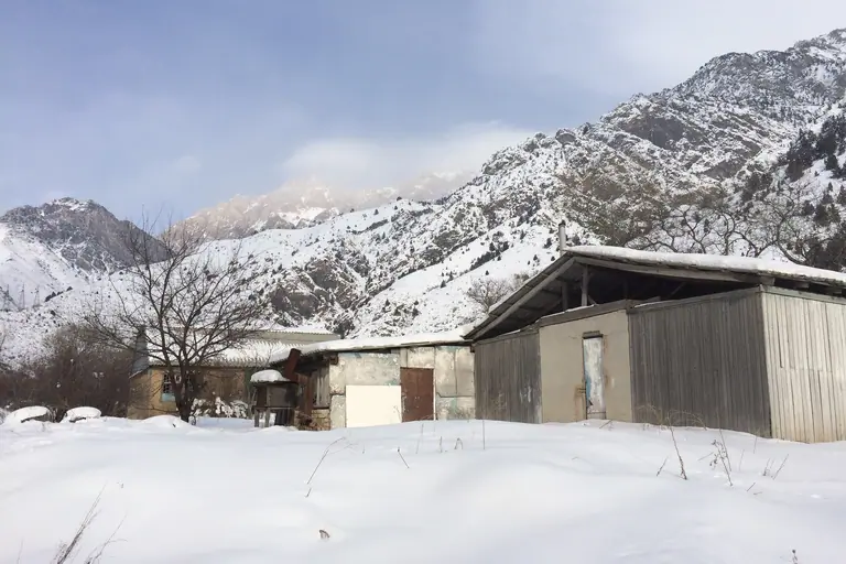 Village House During Winter on the way to Suusamyr