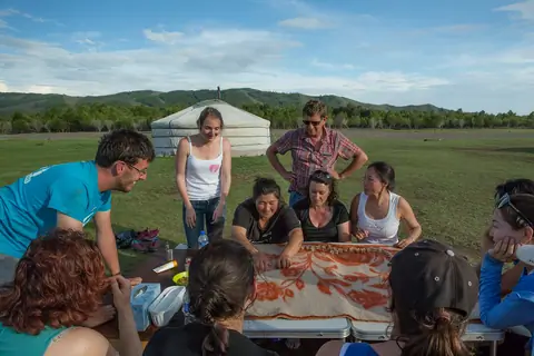 Yurt camp on pastures of Mongolia
