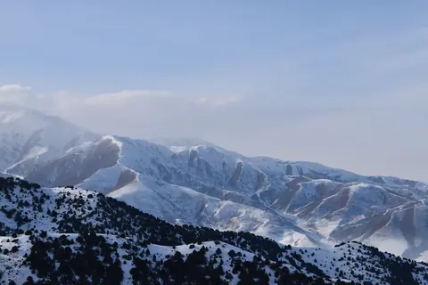 Winter in Kyrgyzstan - ski touring - view on Kyrgyz Alatoo range
