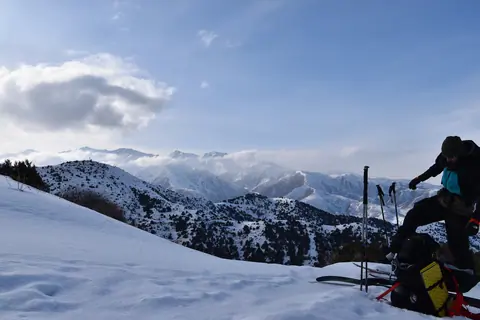 Winter in Kyrgyzstan - ski touring - view on Kyrgyz Alatoo range