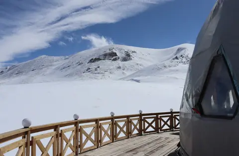 The highest backcountry ski base camp in Pamir