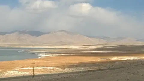 Sasyk Kel lake on Alichur plateau in Pamir range