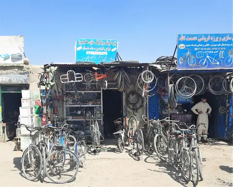 Market of Kabul city, bike repair and shop