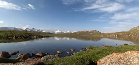 Chokoli lakes on the Silk Road of the Arabel Suu plateau