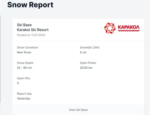Snow bulletin at www.snowreport.kg 