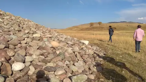 Scythian's stones of San Tash on the eastern territory of Kyrgyzstan, near the border with Kazakhstan