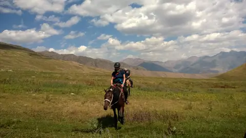 Horseback riding on the pasture of Chong Suu jailoo from Kyzyl Oy village
