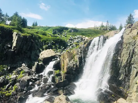 Baga Turgen waterfall in Syrgali valley