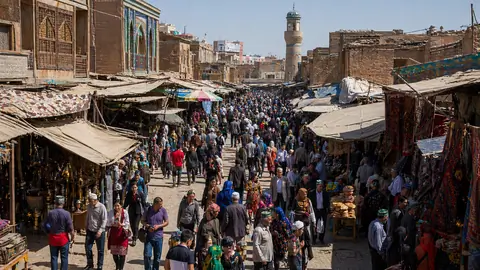 View of Kashgar's ancient bazaar