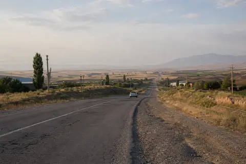 Cinematic, travel and landscape photography capturing a drive from Tashkent to Samarkand