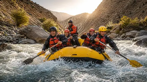 Whitewater rafting on the Chatkal River, Uzbekistan