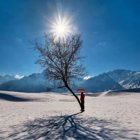 Silhouette in snow, Gilgit-Baltistan