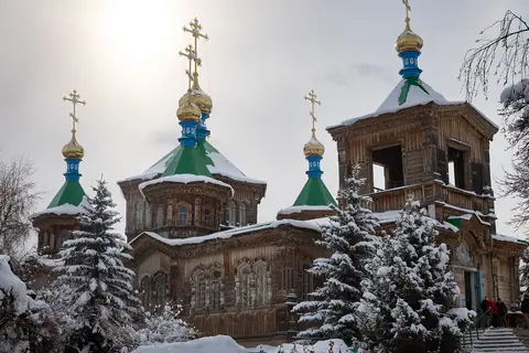 Holy Trinity Cathedral of Karakol in winter