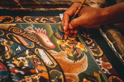 Colored Thanka Yantra buddhist arts in Kathmandu Nepal