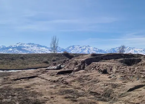Ruins of the ancient city of Suyab on the foot of the Kyrgyz Alatoo range in the Chuy valley was founded in the sixth century