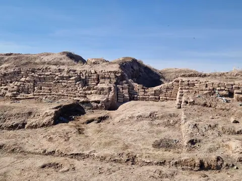 Ruins of the ancient city of Suyab on the foot of the Kyrgyz Alatoo range in the Chuy valley was founded in the sixth century