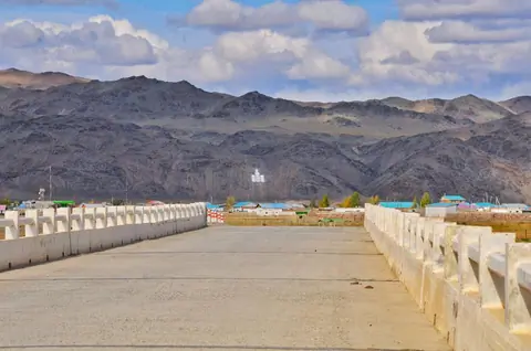 Bridge in the Sagsay village in Mongolia, Altaï Tavan Bogd region