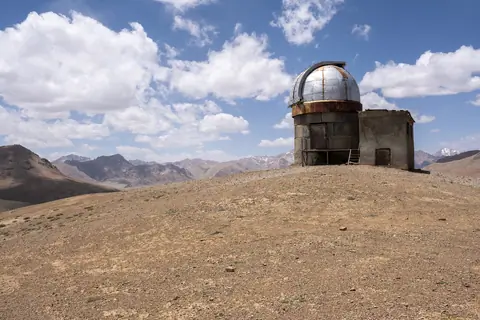 An old soviet observatory in the middle of desertic steppes of Eastern Pamir in Tajikistan