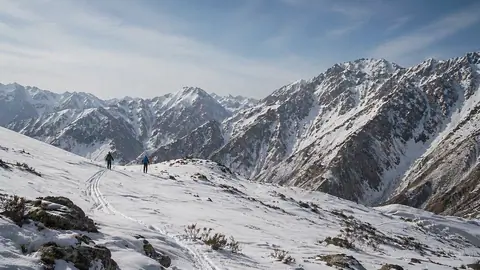 Ski touring adventure in the revitalized mountains near Tashkent