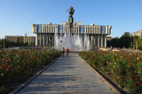 The marble-faced Philharmonia Concert Hall, Bishkek