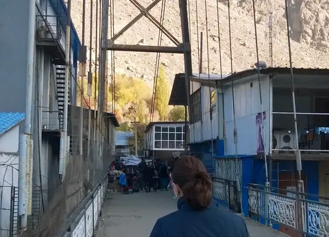 Khorog market from the pedestrian bridge