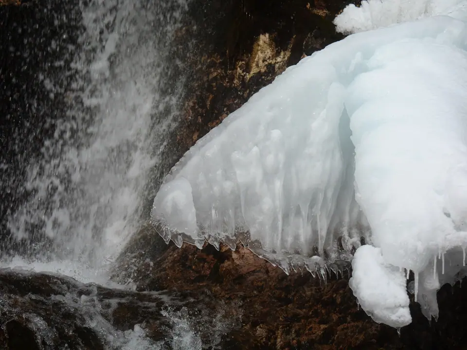 Frozen waterfall in Naryn Oblast