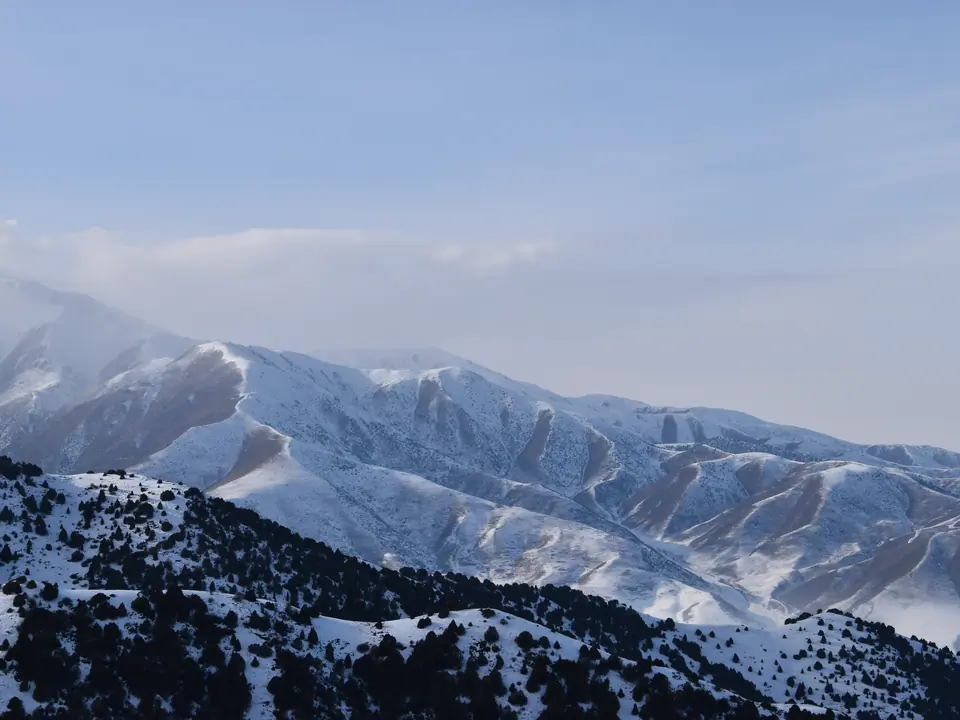 Winter in Kyrgyzstan - ski touring - view on Kyrgyz Alatoo range