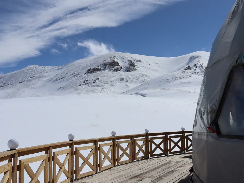 The highest backcountry ski base camp in Pamir