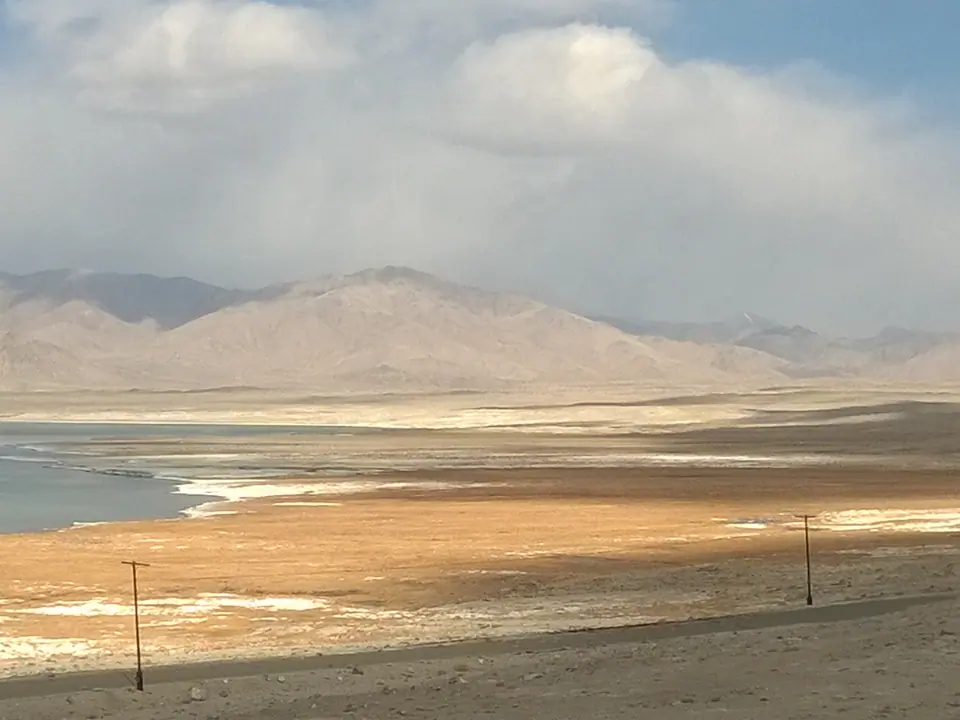 Sasyk Kel lake on Alichur plateau in Pamir range
