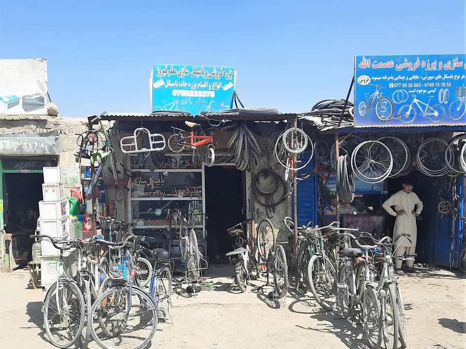 Market of Kabul city, bike repair and shop
