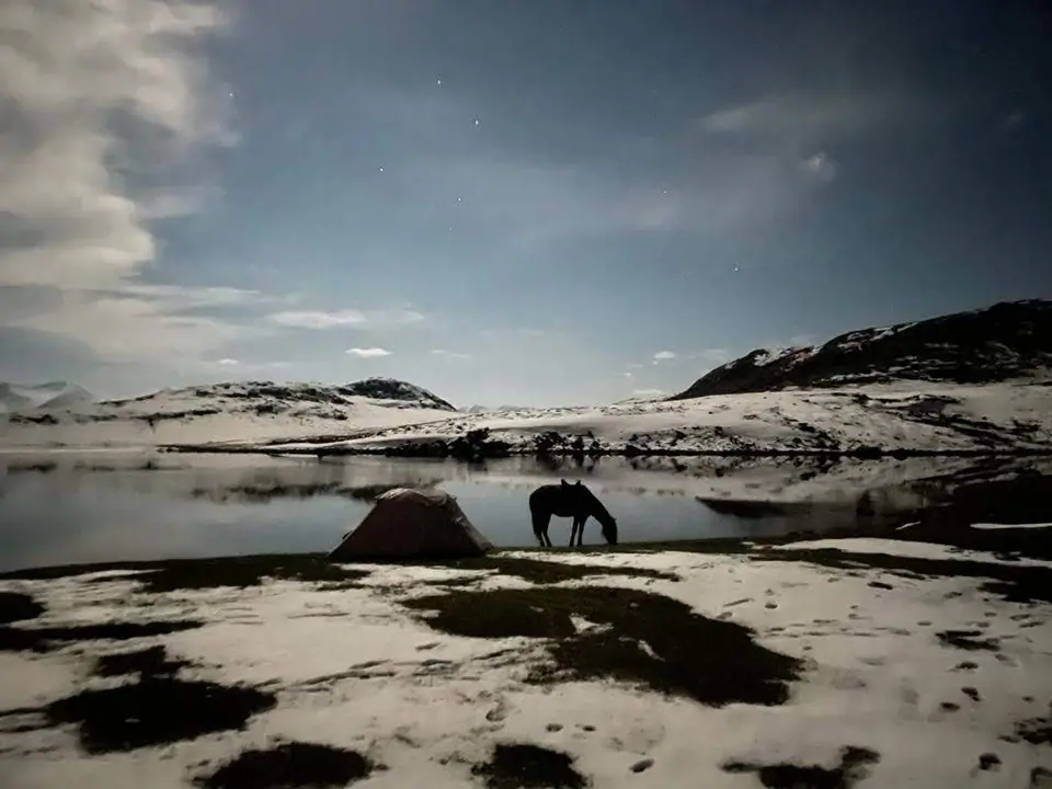 Chokoli lakes on the Silk Road of the Arabel Suu plateau