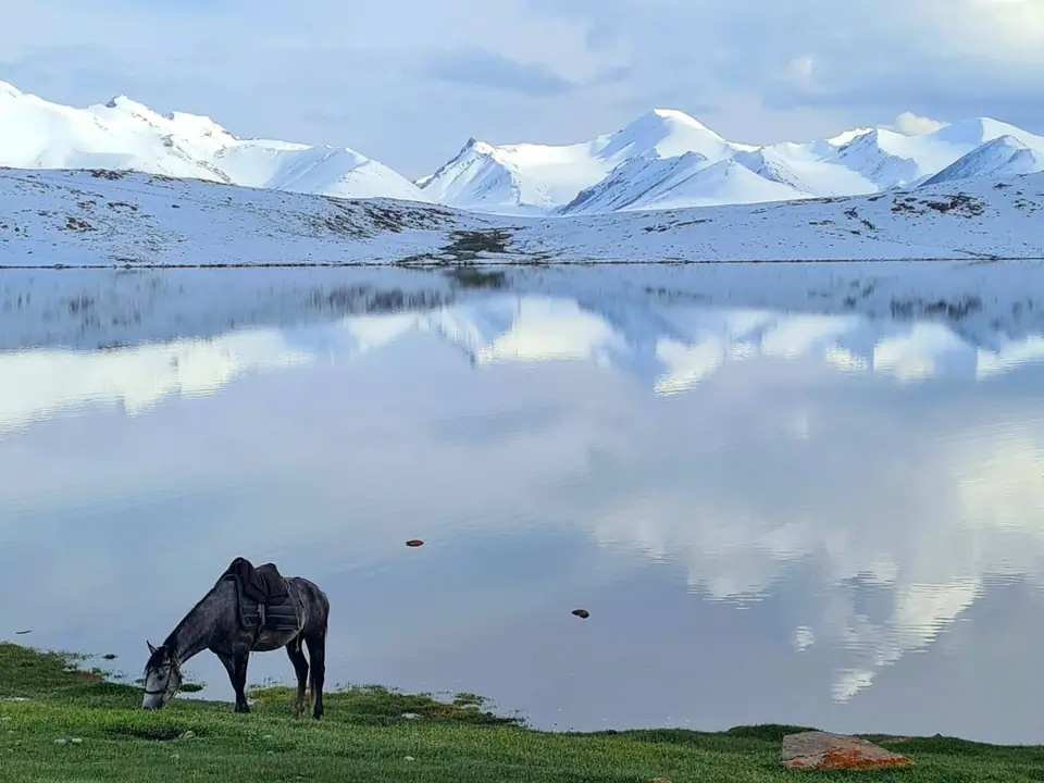 Chokoli lakes on the Silk Road of the Arabel Suu plateau