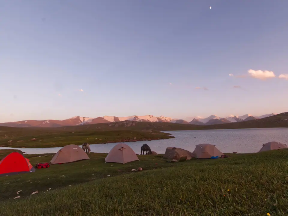 Nomad's Land campsite Chokoli lakes on the Silk Road of the Arabel Suu plateau