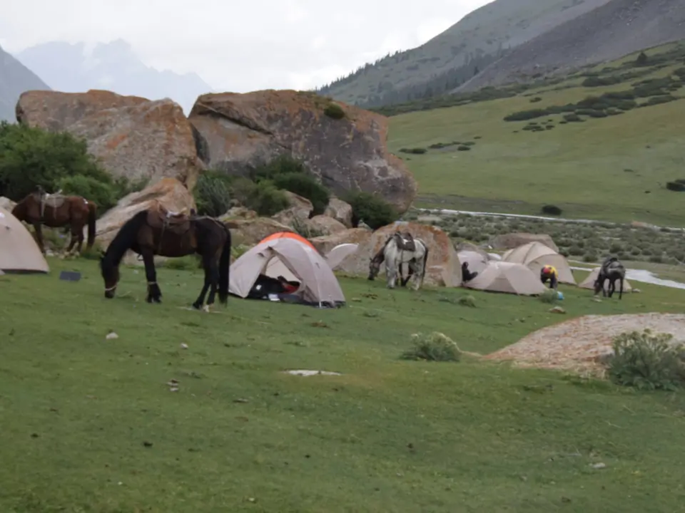Campsite on the Silk Road track in the Juku valley