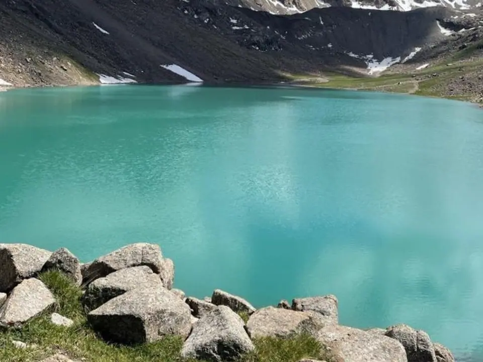 One of the lakes in the At-Djailoo Gorge, a tributary of the Jeti Oguz River south of Lake Issyk Kul