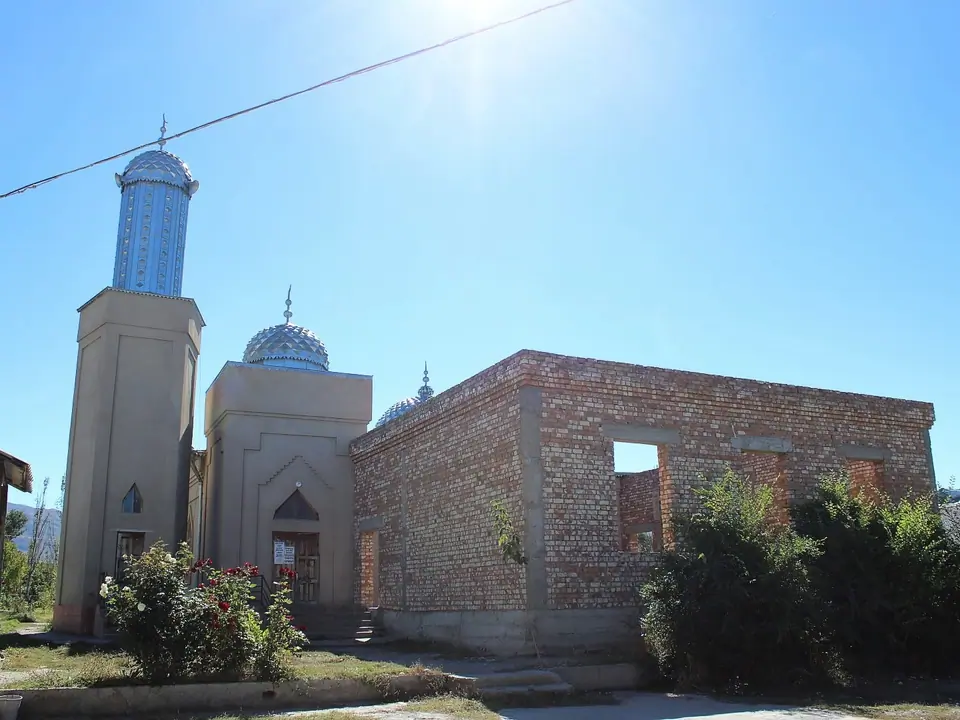 Central mosque of Kyzyl Suu village (Jeti Oguz district region, Issyk Kul, Kyrgyzstan)