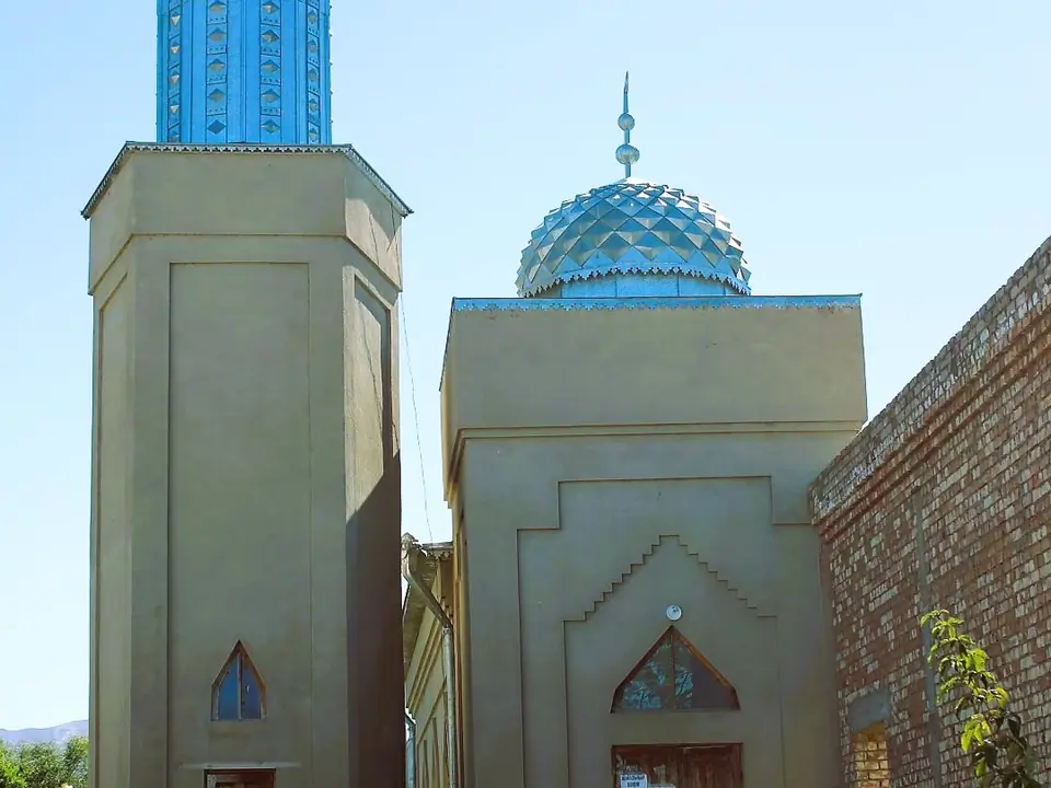 Central mosque of Kyzyl Suu village (Jeti Oguz district region, Issyk Kul, Kyrgyzstan)