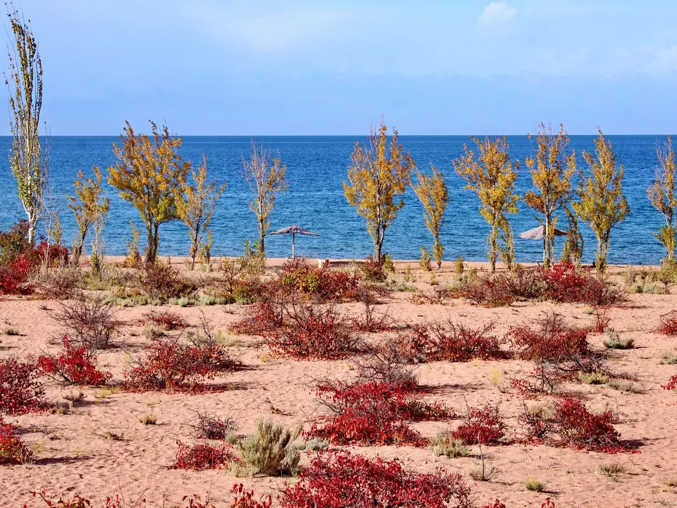 Lake Issyk Kul in the Tosor village area