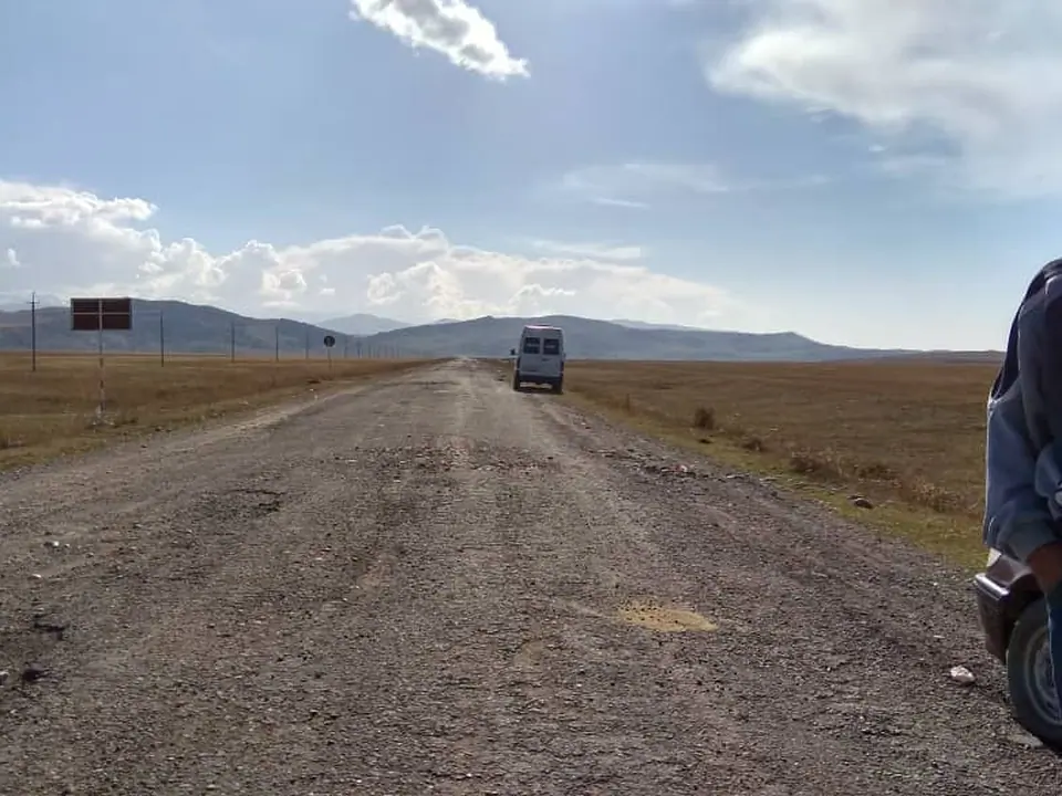 Border post between Kyrgyzstan and Kazakhstan at the eastern part of the Kyrgyz Republic