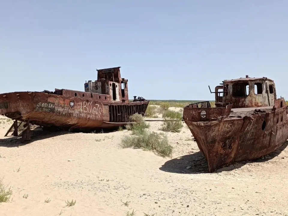 The Moynaq Cemetery Ship, also known as the Moynaq Ship Graveyard, is a haunting and symbolic sight located in the town of Moynaq in Uzbekistan