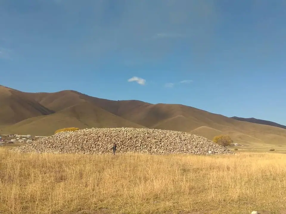 Scythian's stones of San Tash on the eastern territory of Kyrgyzstan, near the border with Kazakhstan
